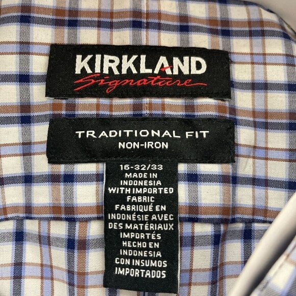 NEW Kirkland Signature Mens 16 32/33 Traditional Fit Plaid  Button down Shirt - Picture 3 of 5